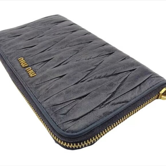 miu miu long wallet Materasse Gray Gray Leather Authentic USED - Picture 3 of 10